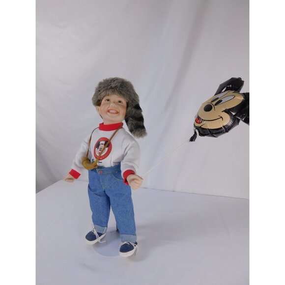 SALE Vintage Disney Doll Tina Tewell Boy Coonskin Cap Mickey Balloon Porcelain 5 - Picture 8 of 12
